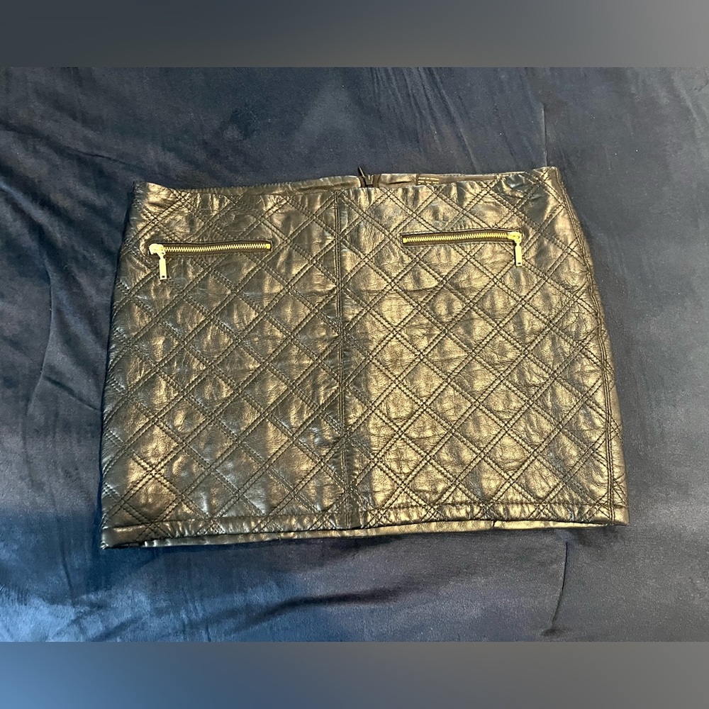 Quilted leather skirt